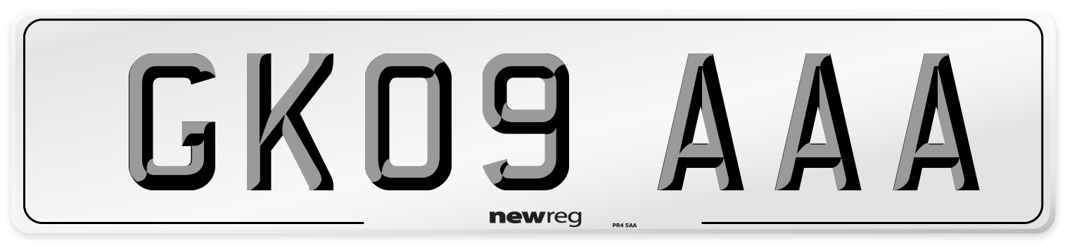 GK09 AAA Number Plate from New Reg